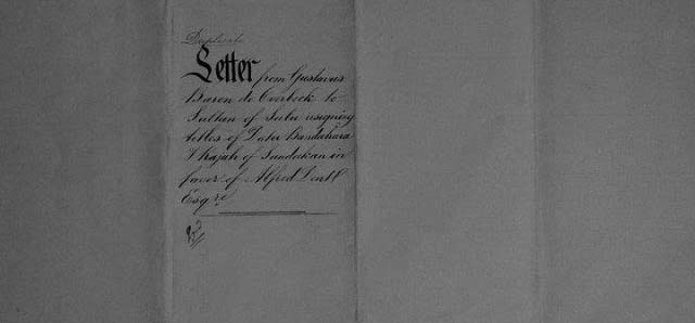 Baron de Overbeck to HM Sultan of Sulu (letter dated 01.09.1880). Royal Sultanate of Sulu Royal Archives Sulu Island. 1901/1902.