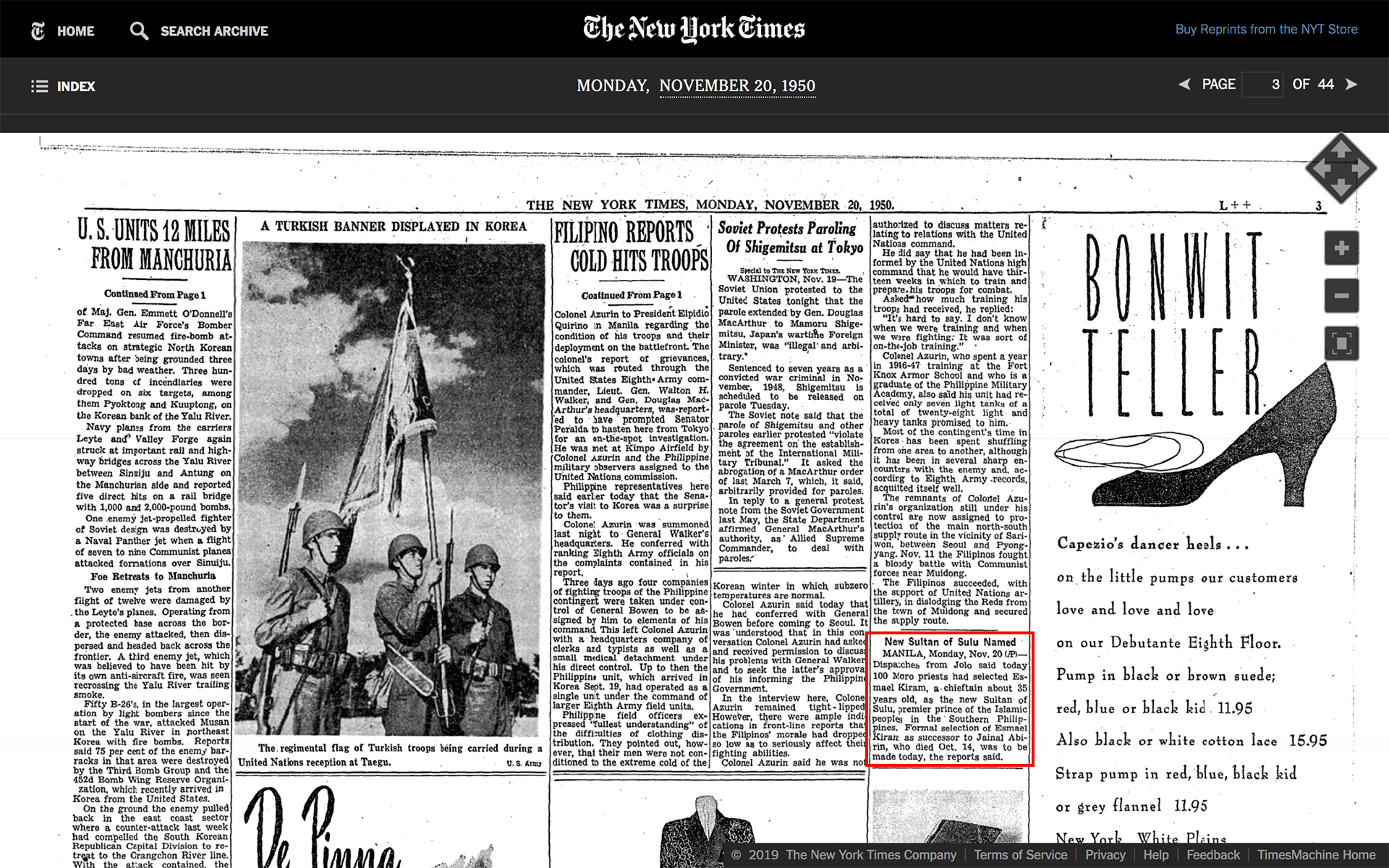 NYT November 20 1950 1